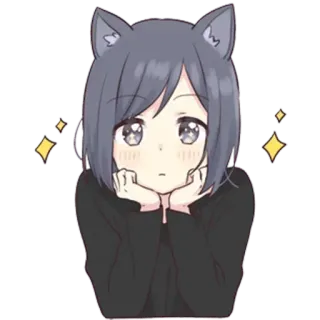 ✨ Anime, Neko, Imut, Telinga, Berkilau telegram sticker