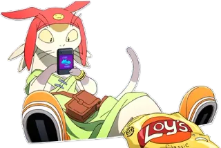 📱 Loy's Classic gatto, telefono, snack, patatine, classico telegram sticker