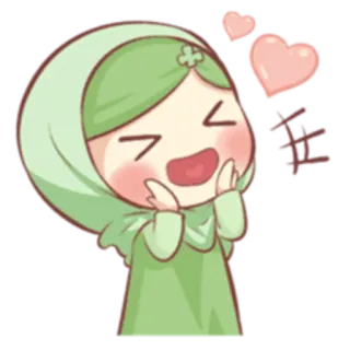 😆 Мультфильм, Хиджаб, Мусульманин, Ислам, Счастливый, Девушка telegram sticker