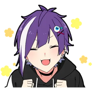 🌼 anime, character, smile, purple hair, cute, happy whatsapp sticker