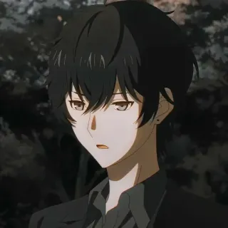 🕳 Anime, Masculino, Personaje, Pelo Negro, Serio, Persona whatsapp sticker