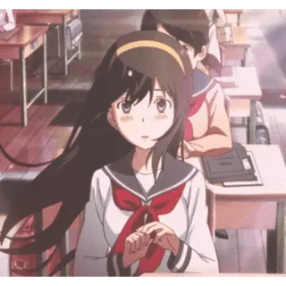😳 anime, girl, school uniform, classroom, student telegram sticker