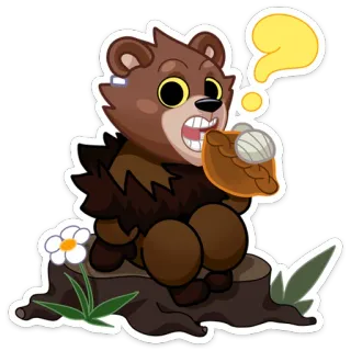 ❓ oso, dibujos animados, animal, lindo, pensando, pegatina whatsapp sticker