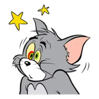 😕 Tom Cat Tom and Jerry cartoon, cat, character, stars, dizzy telegram sticker