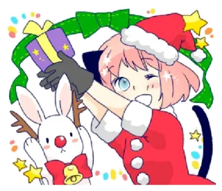 🎁 Anya Forger Spy x Family Anime, Natale, Anya Forger, Spy x Family, Festività, Carino, Cartone animato, Fanart whatsapp sticker