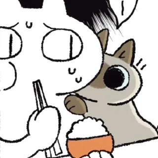 🤤 cartoon, eating, rice, animal, cute telegram sticker