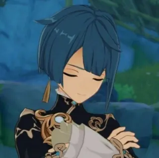 😌 Xingqiu Genshin Impact anime, game, xingqiu, genshin, blue hair telegram sticker