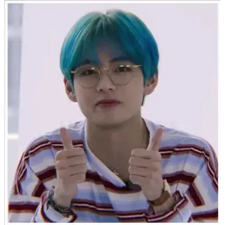 🏁 V K-Pop, Sänger, Idol, Daumen hoch, BTS, V, Kim Taehyung telegram sticker