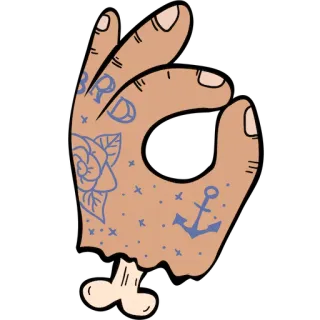 👌 BRD hand gesture, tattoo, OK sign, rose tattoo, anchor tattoo, cartoon telegram sticker