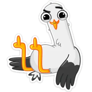 🖕 pássaro, desenho animado, dedo do meio, rude, gesto, ofensivo telegram sticker