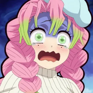 💗 Mitsuri Kanroji Demon Slayer аниме, плачущий, испуганный, кавай, фанарт telegram sticker