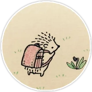 🌹 Ёж, Рюкзак, Цветок, Животное, Милый, Мультфильм whatsapp sticker