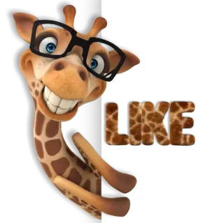 👍 LIKE giraffe, tier, lustig, brille telegram sticker