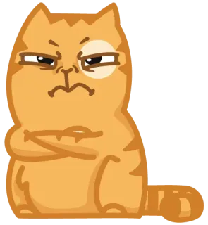 😖 кот, оранжевый, скрещенные руки, животное, стикер, мультфильм telegram sticker