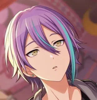 😦 anime, manga, purple hair, teen, youth, cartoon telegram sticker