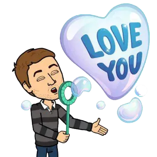 💙 LOVE YOU tình yêu, bong bóng, trái tim, hoạt hình, lãng mạn, tình cảm, tình bạn whatsapp sticker