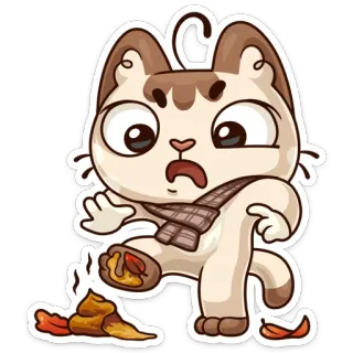 💩 cat, poop, autumn, fall, cartoon, sticker, animal, scarf whatsapp sticker