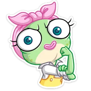 💪 frog, cartoon, character, cute, funny, sticker, girl, animal telegram sticker