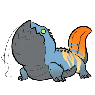 😤 monster, cute, animal, reptile, blue, orange whatsapp sticker
