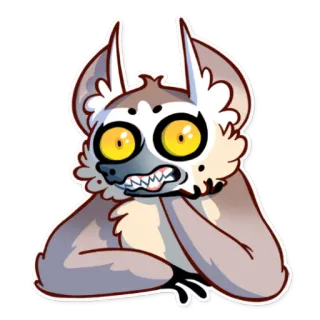 😬 キツネザル, 動物, 漫画, 可愛い, ステッカー, イラスト, 野生動物 telegram sticker