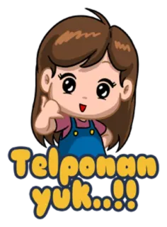 😊 Telponan Yuk...!!! hoạt hình, cô gái, cuộc gọi, Indonesia whatsapp sticker