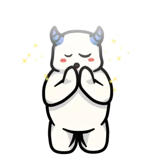 😊 monster, cute, horns, sparkles, chibi, cartoon, creature telegram sticker