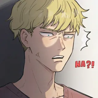 💢 HA?! homme, en colère, agacé, expression, dessin animé, personnage telegram sticker