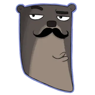 🤔 otter, mustache, cartoon, animal, character, illustration telegram sticker
