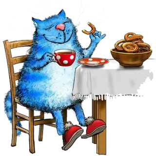☕️ cat, tea, food, cartoon, cute, blue telegram sticker