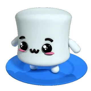 🤩 marshmallow, fofo, kawaii, comida, sobremesa, doce, desenho animado, personagem whatsapp sticker
