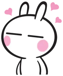 😍 conejo, conejito, lindo, dibujos animados, blanco, rosa telegram sticker