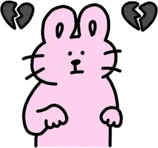 💬 토끼, 분홍색, 상심, 만화 whatsapp sticker