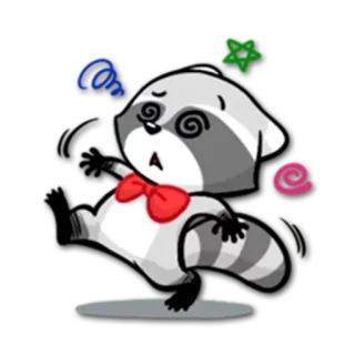 😳 Raton laveur, Dessin animé, Animal, Drôle, Mignon, Étourdi, Nœud papillon whatsapp sticker