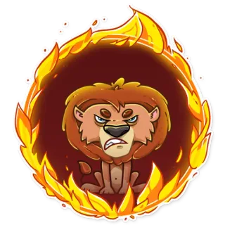 🔥 Löwe, Feuer, Cartoon, Wütend, Tier telegram sticker