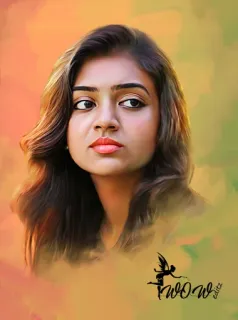 😍 wow editz phụ nữ, chân dung, nghệ thuật số, bức vẽ, vẻ đẹp, Ấn Độ telegram sticker