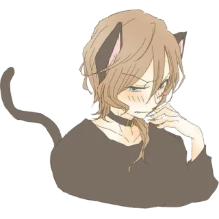 😽 Anime, Katzenohren, Katzenmensch, Katzenschwanz, Halsband telegram sticker