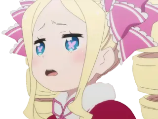 😧 Beatrice Re:Zero аниме, девушка, блондинка, милая, грустная telegram sticker