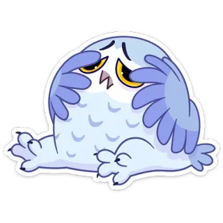 😩 búho, pájaro, lindo, dibujos animados, triste, animal, ojos whatsapp sticker