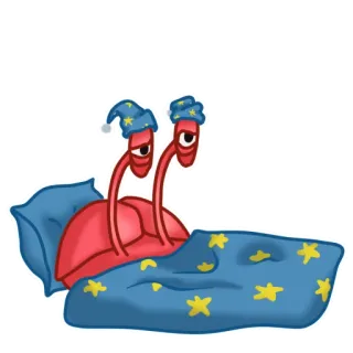 😴 sleeping, hermit crab, bed, stars, cartoon, tired telegram sticker