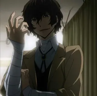 😈 Osamu Dazai Bungou Stray Dogs Anime, Personagem, Bandagens, Casaco, Dazai, Bungo Stray Dogs telegram sticker