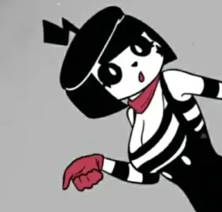 👎 mimo, dibujos animados, rojo, blanco, negro, boina, guantes telegram sticker