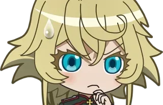 ☹️ Tanya Degurechaff Saga of Tanya the Evil Anime, Chibi, Isekai, Militär, Krieg, Magie whatsapp sticker