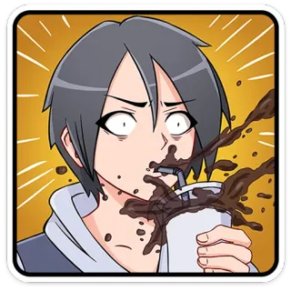 ☕ spill, coffee, cartoon, shock, anime telegram sticker