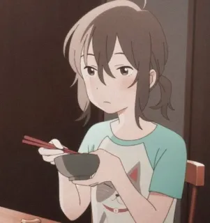 🎭 Anime, Menina, Comendo, Tigela, Hashi telegram sticker