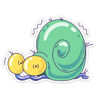 😳 escargot, dessin animé, mignon, autocollant, animal, coquille telegram sticker