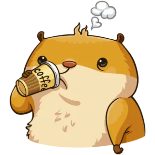 ☕ coffee 咖啡, 仓鼠, 可爱, 动物, 饮料, 卡通 whatsapp sticker