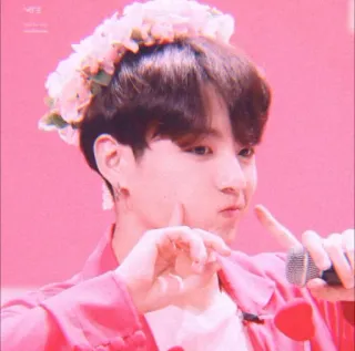 🥰 Jungkook kpop, idol, singer, Jungkook, flower crown, cute whatsapp sticker