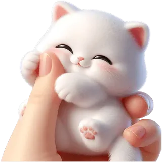 🤗 gatto, gattino, carino, animale domestico, animale, bianco, kawaii telegram sticker