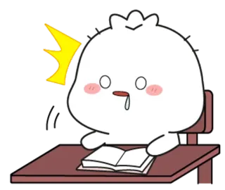 🌟 Dibujos animados, Lindo, Kawaii, Estudiando, Mesa, Libro, Sorpresa telegram sticker