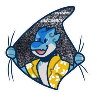 ⚫️ Cartoon, Anthro, Drache, Hawaiihemd, Tier, Niedlich, Aufkleber whatsapp sticker